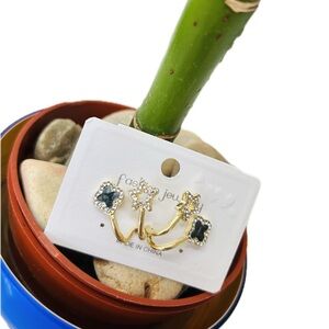 Elegant Goldplated Korean Style Black Clover & Star Stud Fashion Earrings